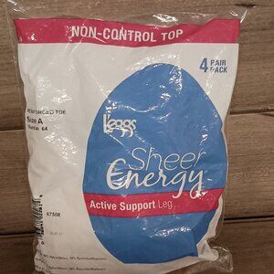 L'eggs Sheer Energy Active Support Leg 4 Pack Pantyhose Size A Suntan Brand New